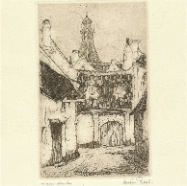 Anton Pieck 1895-1987  Zaltbommel ets 8x13 cm. prijs  op aanvraag