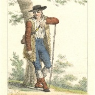 Lecomte 1819  , Patre de la Campagne de Rome, litho oud gekleurd. € 50.-