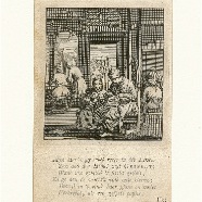 De speldemaker Jan en Casper Luyken 1694 kopergravure blad 16x10  cm. € 25.-