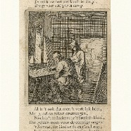 De borduurder Jan en Casper Luyken 1694 kopergravure blad 16x10 cm. € 50.-