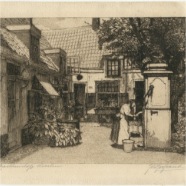 Haarlem Gasthuishofje Joh. Josseaud 1880-1935 ets 18x14 cm.€ 150.-