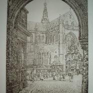 Haarlem St. Bavo Grote Markt Stadhuispoort ets ca. 1925 J.Power