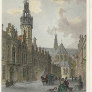 Alkmaar J.L.Terwen 1813-1873 Stadhuis handgekleurde staalgravure 1860 ca. 13x17 cm. €70.-
