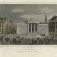 Amsterdam J.L.Terwen 1813-1873 de Beurs  handgekleurde staalgravure 1860 ca. 17x13 cm. €50.-