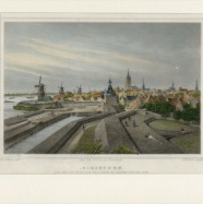 Gorkum J.L.Terwen 1813-1873 handgekleurde staalgravure 1860 ca. 17x13 cm. € 60.-