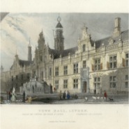 Leiden W.H.Bartlett Stadhuis handgekleurde staalgravure  ca. 15x10 cm. 1840 € 45.-