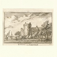 Liesvelt kasteel Abraham Rademaker 1676-1735 ca. 1750 kopergravure 11x7 cm.  € 20.-