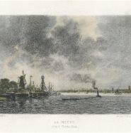 Rotterdam de Maas Dujardin 1880 handgekleurde heliogravure  € 35.-