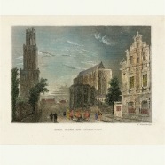 Utrecht Dom W.H.Bartlett ca. 1840  handgekleurde staalgravure € 40.-