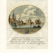 Zaandam Ollefen en Bakker handgekleurde kopergravure € 80.-