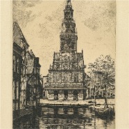 Alkmaar de Waag Johannes Josseaud 1880-1935 ets € 40.-