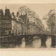 Amsterdam Leidse Gracht Johannes Josseaud 1880-1935 ets 16x11.5 cm. € 45.-