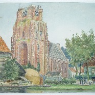 Ransdorp ca.1925 Eugene Rensburg 1872-1956 aquarel 35x24.5 cm.