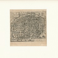 Enkhuizen stadsplattegrond kopergravure 13x11 cm.  € 35.-
