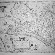 Hollandia Abraham Ortelius 1527-1598 kopergravure 1e staat 1579 ( verso latijn Hollandia 34 ) 48x35 cm.