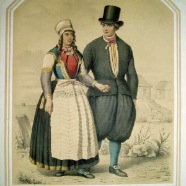 Marken Braet von Uberfeldt handgekleurde litho 1857 € 100.-