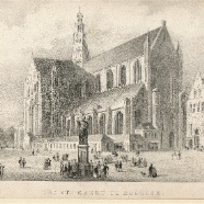 Haarlem St.Bavo Groote markt litho